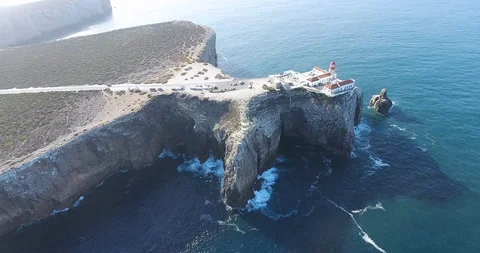 Sagres Lighthouse at Cape Saint Vincent Stockbeeldmateriaal 111146215