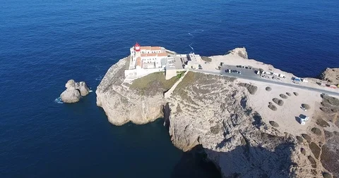 Sagres Lighthouse at Cape Saint Vincent Stock-Footage 111147678