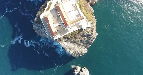 Sagres Lighthouse at Cape Saint Vincent Stockbeeldmateriaal 111148474