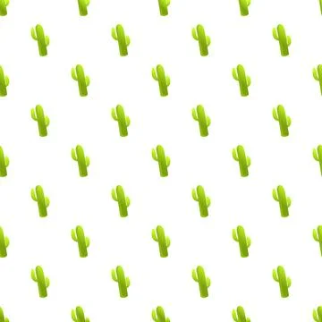 Saguaro cactus repeating pattern on white background Stock Illustration