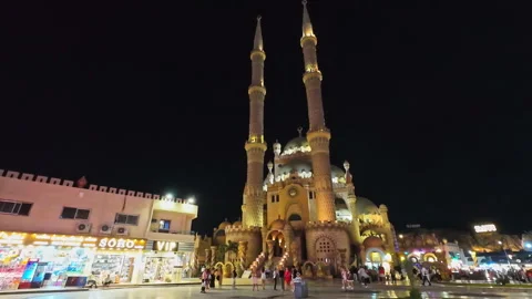 Sahaba Mosque Sharm El-Sheikh Egypt Muslim prayer worship place exterior at 스톡 동영상 295845075