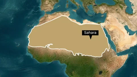 Sahara Desert Map Animation – Highlighted Geographic Location Stock Footage 344762312
