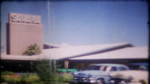 Sahara Hotel Casino in Las Vegas 1950s vintage film home movie 1385 Stock Footage