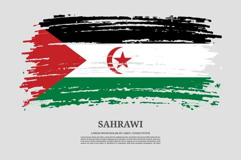 Sahrawi flag with brush stroke effect and information text poster, vector 스톡 일러스트