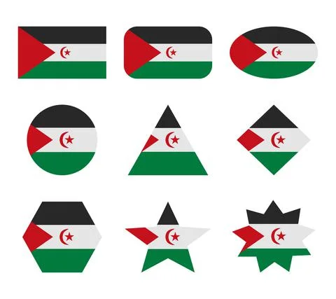 Sahrawi set of flags with geometric shapes Stock Illustration