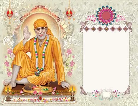 Sai Baba High Resolution Digital Painting. Stock Illustration