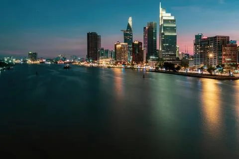 Sai Gon river view from Thu Thiem 2 bridge Stock Photos