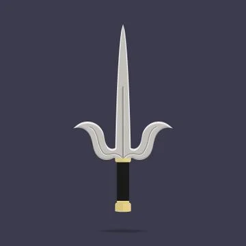 Sai icon. Ninja weapon. Samurai equipment. Cartoon style. Vector illustration. Stock Illustration
