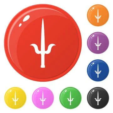 Sai weapon icons set 8 colors isolated on white. Collection of glossy round c Stock Illustration