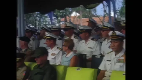 SAIGON - 1969 - Commodore Chon delivers his remarks at the rostrum before the Stock Footage 316679373