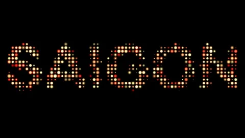 Saigon City Name in Bright Dotty Lights on Black Background Stock Footage 305879216