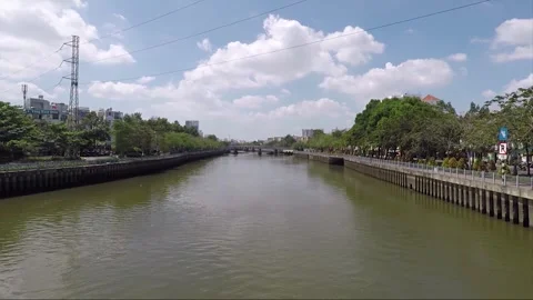Saigon River, View From Bridge, Ho Chi Minh City, Vietnam Video stock 317934776