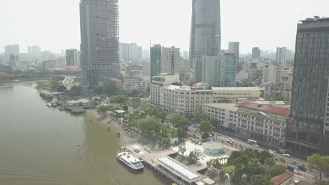 Saigon skyline in 2019 by drone 스톡 동영상 318596617