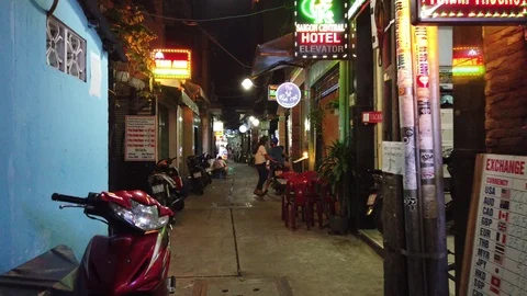 SAIGON, VIETNAM. 2019 Jun 22nd. Walking in Bui Vien Street. Stock Footage 117826331