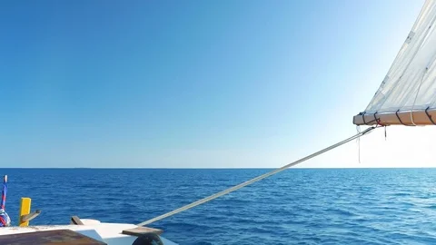 Sail Being Hold by the Back of the Boat Stock Footage 74176886