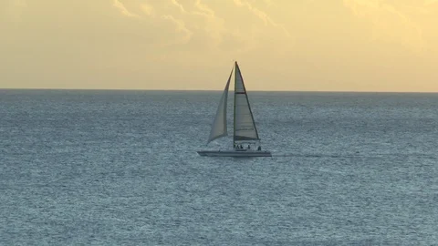 Sail Boat In A Caribbean Sunset Stock Footage 107560605