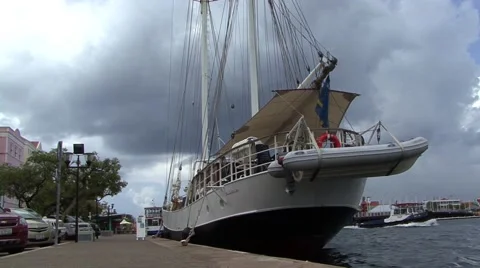 Sail Boat Docked Stock Footage 44377605