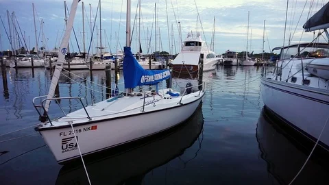 Sail boat at dusk in dock Video stock 101026984