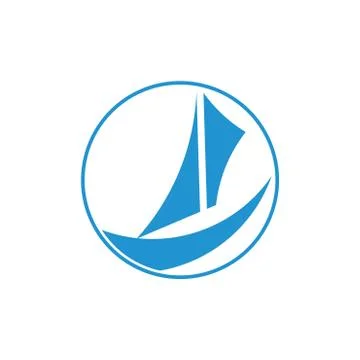 Sail boat fast design circle logo vector Stock Illustration