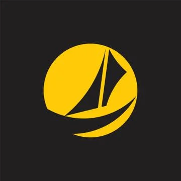 Sail boat fast design circle negative space logo vector Stock Illustration