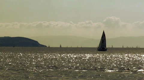 Sail boat from ferry HD 스톡 동영상 35340537