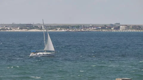 Sail Boat Float Sea 1 Stockbeeldmateriaal 52432265