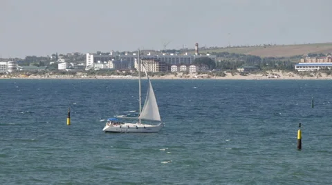 Sail Boat Float Sea 2 Stock Footage 52432266