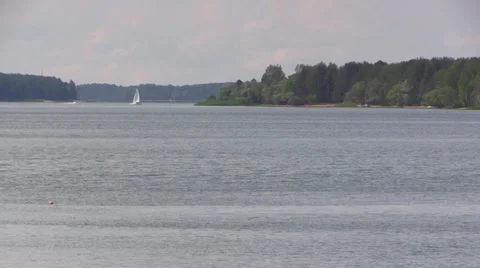 Sail boat float on the Volga River. Russia Stock Footage 39538888
