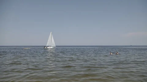 Sail Boat Floats Stock Footage 52431693