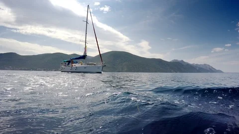 Sail boat low angle shot Stock Footage 104240064