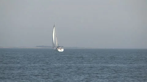 Sail boat in the ocean 1 Stock Footage 8565434