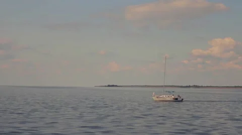 Sail boat at the river. Stock Footage 46477457