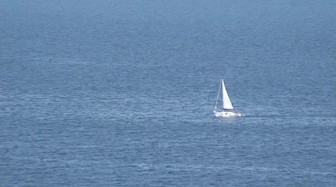 Sail Boat at Sea Stock Footage 1060645