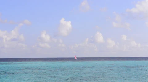 Sail boat  on the waves. Stock Footage 37623107