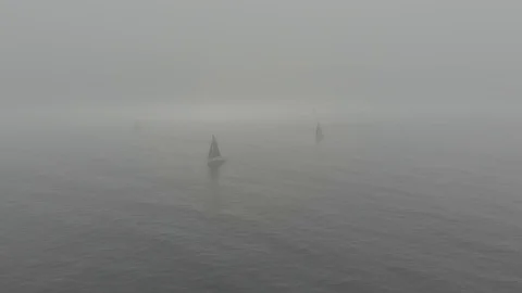 Sail boats in the mist Stock-Footage 108070299