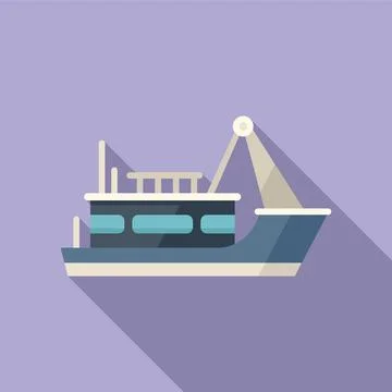 Sail fish boat icon flat vector. Sea ship Stock Illustration