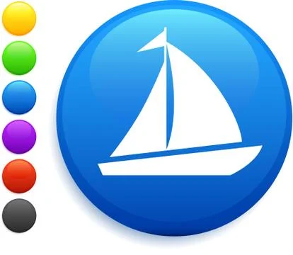 Sail icon on round internet button Stock Illustration