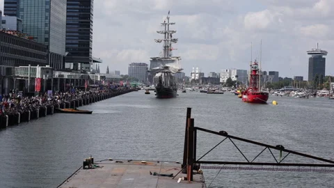 Sail impression on day 1 when Ship arrive in Amsterdam 스톡 동영상 315241866