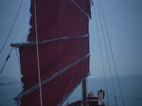Sail of large ship. Helm of a sailboat. Sailing Boat Yacht. Stock Footage 70167737