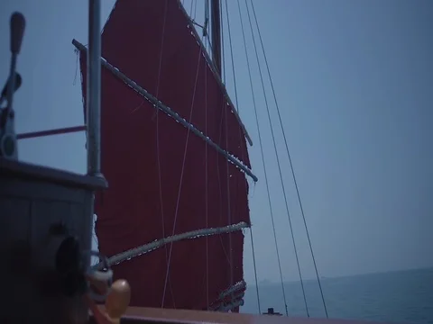 Sail of large ship. Helm of a sailboat. Sailing Boat Yacht 스톡 동영상 70183050