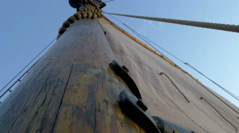 A sail mast of the ship with a big cloth for sailing gh4 4k Stock Footage