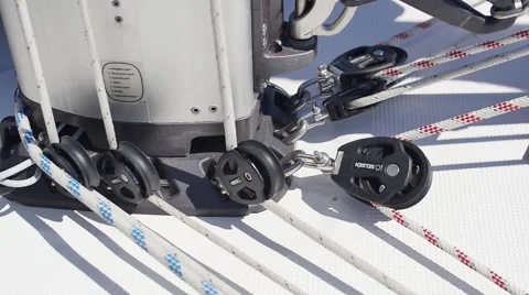 Sail ropes, Sailing in the wind through the waves. Stockbeeldmateriaal 58213019