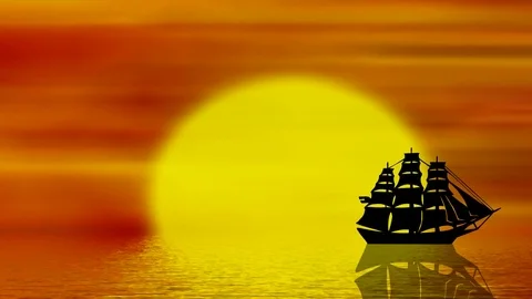 Sail On The Sea At Sunset Stock Footage 74371573