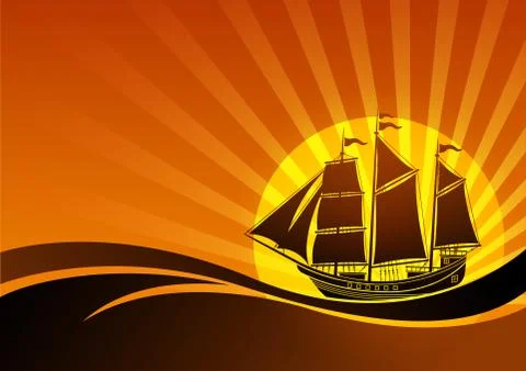 Sail ship background Stock Illustration