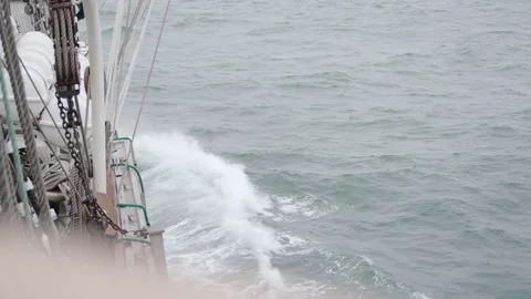 Sail ship moving in the Atlantic ocean Stock Footage 153229986