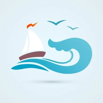 Sail ship wave icon イラスト素材