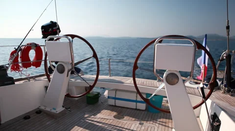 Sail steering wheel Stock Footage 30450650
