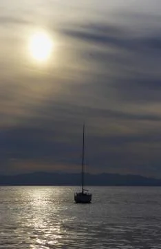 Sail on the sunset 스톡 사진