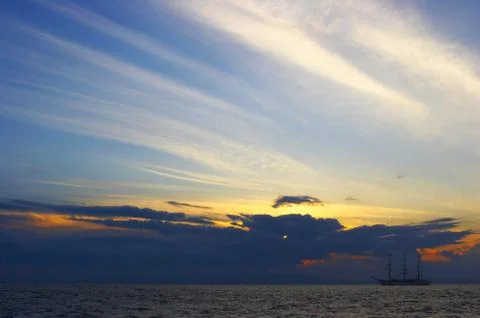 Sail on the sunset 스톡 사진