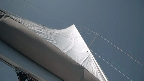 Sail into which the wind blows. Yacht on the go Stock Footage 107872056